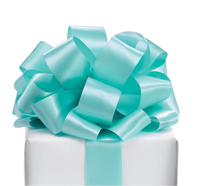 9 Double Face Aqua-Colored Satin Ribbon