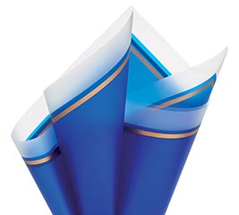 FLORAL WRAP ROYAL BLUE GOLD TRIM