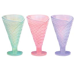 PEARLIZED ICE CREAM CONE GLASS VASE ASTD