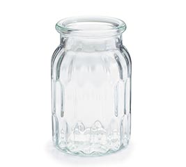 CLEAR VASE WITH RIDGES INSIDE