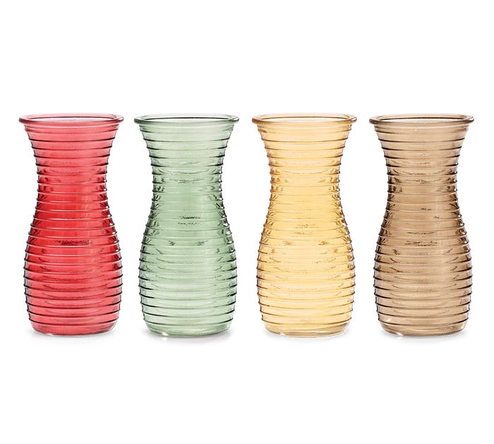 Assorted Ribbed Fall Glass Vase
