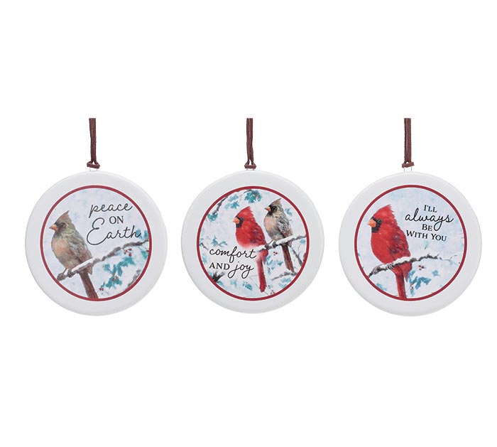 Assorted Message Yuletide Cardinal Ornaments