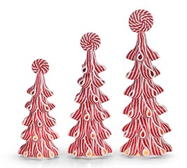 RED/WHITE CANDY RIBBON LIGHTED TREE