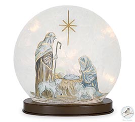 GLASS LIGHT UP HOLY FAMILY RAISED STAR