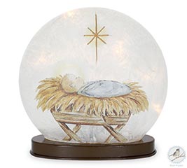 GLASS LIGHT UP BABY JESUS IN MANGER