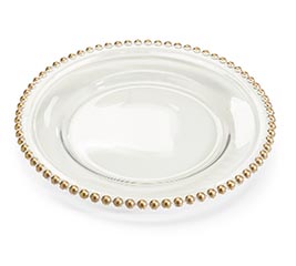 CLEAR GLASS PLATE WITH GOLD BORDER