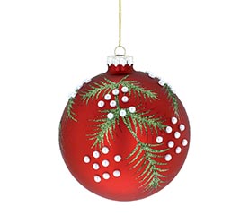 ORNAMENT GLASS PINE NEEDLES AND DOTS