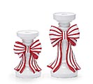 Related Product Image for WHITE WITH RED/WHITE BOW CANDLEHOLDER 