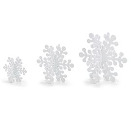 VARIED SET OF WHITE WOODEN SNOWFLAKES