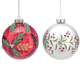 ORNAMENT GLASS WITH 2 ASSORTED DESIGNS