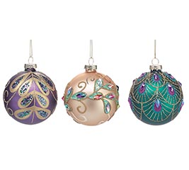 GLASS ORNAMENT ASSORTMENT OF 3 COLORS