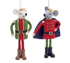 ORNAMENT WOOL MICE NUTCRACKERS ASTD