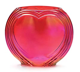 IRIDESCENT RED HEART FISH BOWL VASE