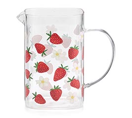 GLASS PITCHER WITH STRAWBERRY DESIGN