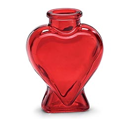 HEART SHAPED TRANSLUCENT RED BUD VASE