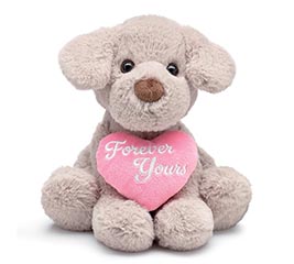 PLUSH FOREVER YOURS PUPPY WITH PINK HRT