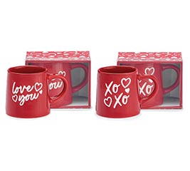 RED/WHITE LOVE YOU  XOXO MESSAGE MUG