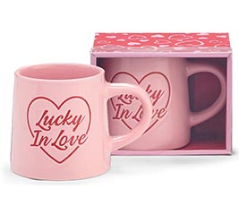 PINK LUCKY IN LOVE MESSAGE MUG
