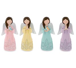 EMBOSSED DESIGN ON SPRING ANGEL FIGURINE