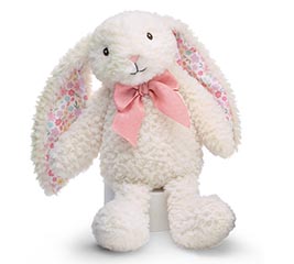 PLUSH CREAM BUNNY WITH MAUVE BOW