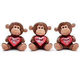 PLUSH VALENTINE MONKEYS ASTD MESSAGE
