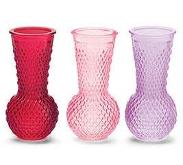 ASSORTED GLASS VALENTINE BULB VASE