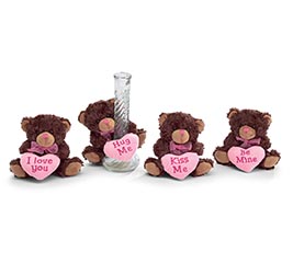 VASE HUGGER CHOCOLATE BEAR ASTD MESSAGES