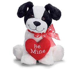 PLUSH BLACK AND WHITE BE MINE DOG