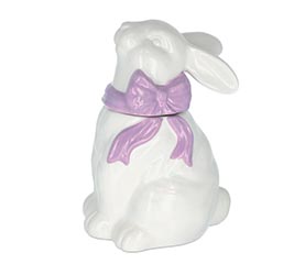WHITE BUNNY CERAMIC COOKIE JAR