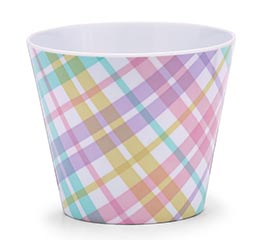#4 SWEET PETALS PLAID MELAMINE POT COVER