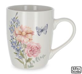 MUG PINK  YELLOW FLOWER WITH BUTTERFLY