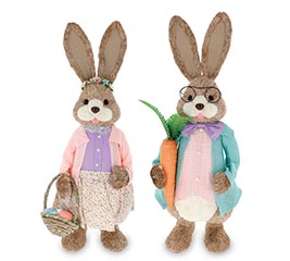 DECOR 30&quot; SISAL EASTER BUNNY COUPLE ASTD