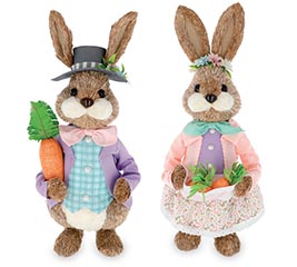 DECOR SISAL EASTER BUNNY COUPLE ASSORTED