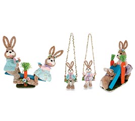 DECOR 4 PC BUNNIES AT PLAY