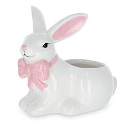 CERAMIC WHITE BUNNY SHAPE PLANTER