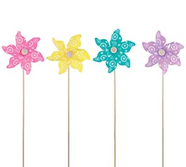 FLOWER PINWHEEL PICKS ASTD