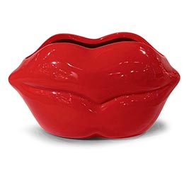 RED LIP SHAPE CERAMIC VASE