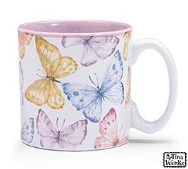 MUG 13 OZ PASTEL BUTTERFLIES