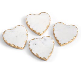 4PC MARBLE HEART COASTER SET
