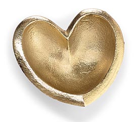 GOLDEN ALUMINUM TRINKET HEART DISH