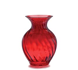 SMALL RED INTRICATE BLOWN GLASS VASE