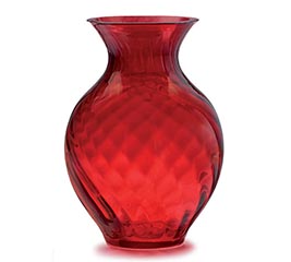 LARGE INTRICATE BLOWN RED VASE