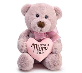 PLUSH DUSTY ROSE BEAR WITH BEST MOM EVER