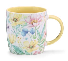 MUG 12 OZ YELLOW/PINK FLORAL GIFT CADDY