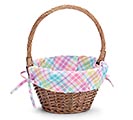 Related Product Image for BROWN BASKET WITH PLAID FABRIC LINER 