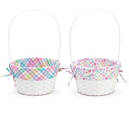 BAMBOO BASKET WITH FABRIC LINER ASTD