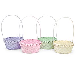 BRAIDED RIM BAMBOO BASKET