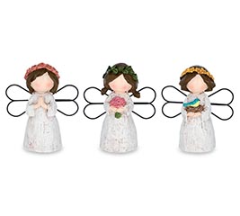 GARDEN ANGEL WITH METAL WINGS FIGURINE