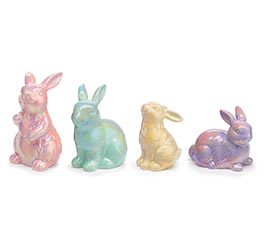 IRIDESCENT PASTEL BUNNY FIGURINE