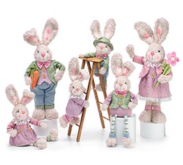 DECOR EASTER BUNNY FAMILY OF 5 PIECES
